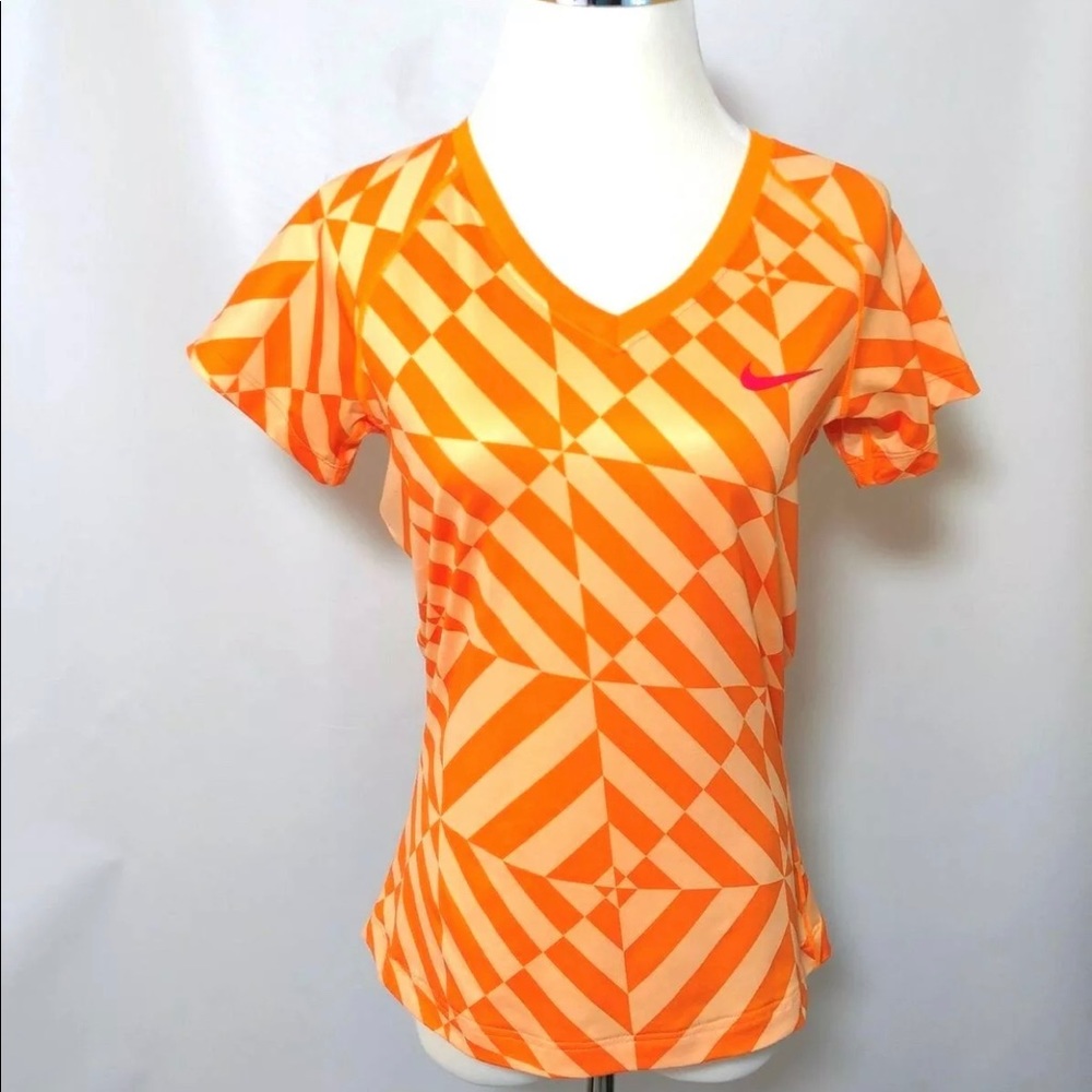 Nike Pro Dri Fit Fitted Orange V Neck Top XL NWT